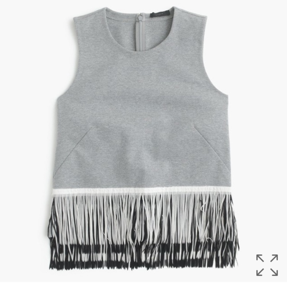 J Crew Knit Top With Fun Fringe xxs